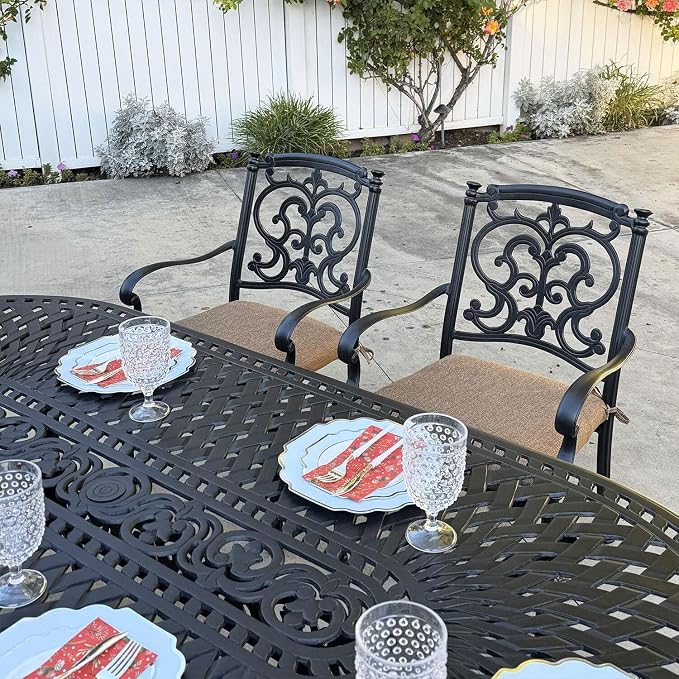 Darlee Santa Barbara 7 Piece Cast Aluminum Patio Dining Set with Oval Table - Antique Bronze