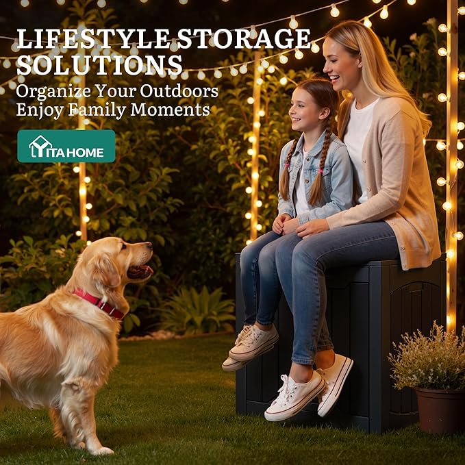 YITAHOME 31 Gallon Deck Boxes Set of 2, Lockable Outdoor Storage Bins for Patio Cushions, Garden Tools, Weather-Resistant Resin Storage Solution, Black