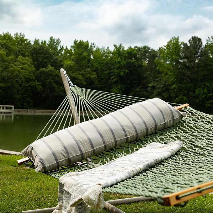 Original Pawleys Island Deluxe Meadow DuraCord Rope Hammock – 13 ft. x 60 in., 2-Person, 450 lb Capacity, Oak Spreader Bar, Zinc-Plated Hardware, Handcrafted in the USA