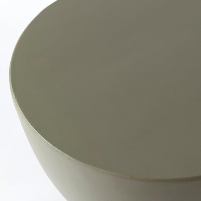 LeisureMod Loft Series Moss Grey Fiberstone Side Table - Modern Hourglass Round Pedestal - 18-inch Weather-Resistant Accent for Outdoor Patio and Indoor Living Room Decor