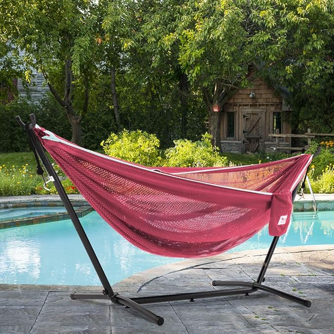 Vivere C9MESH-45 Hammock with Stand, Rose and Celeste