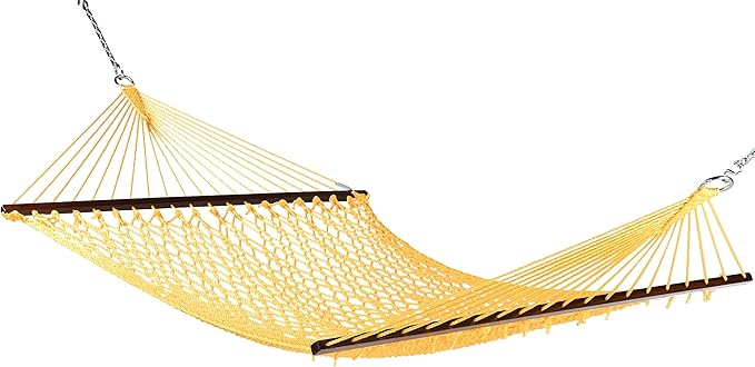 Caribbean Rope Hammock - 55 Inch - Soft-Spun Polyester (Yellow)