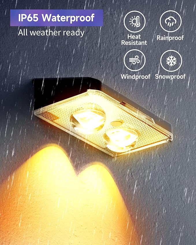 Solar Fence Lights 16 Pack, Outdoor IP65 Waterproof LED, RGB Fence Lights Solar Powered 7 Colors, for Wall, Patio, Deck, Backyard, Garden, Pool, Railing