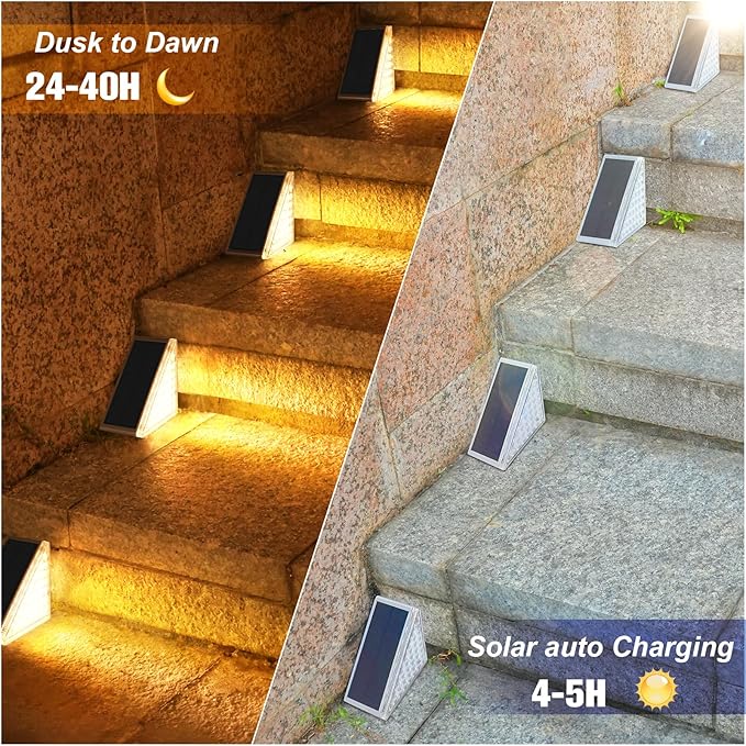 VOLISUN Solar Step Lights for Outside 12 Pack, Solar Stair Lights Outdoor Waterproof IP67,28 LED,240 LM,1200 mAH Outdoor Step Light,Outdoor Decor for Garden Stair, Deck, Front Step, Porch,and Patio