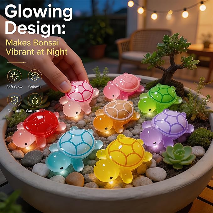 30 Pcs Medium Glow in The Dark 3D Resin Turtles Miniature | Garden Figurines, Accessories for decorating DIY Dollhouse Fish Tank Fridge Wall Art, Safe, Durable, Non Fading, 10 Colors
