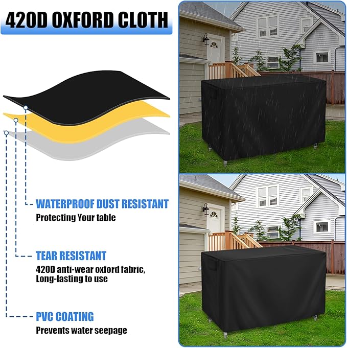 Outdoor Prep Table Cover 60 Inch, Waterproof Patio Stainless Steel Table Cover, Workbench Covers Waterproof, Picnic BBQ Grill Cart Covers (Black) (Black, 60''L x 30''W x 34''H)