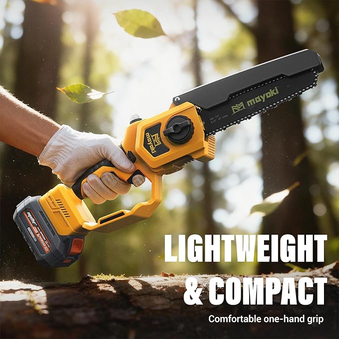 Cordless 8In Chainsaw w/ 4.0Ah Battery and Charger,Compatible with Dewalt 20V MAX Battery, 39Ft/s Electric Portable Chain Saw Auto Oiler, 900W Brushless Motor, for Tree Trimming, Cutting, Pruning