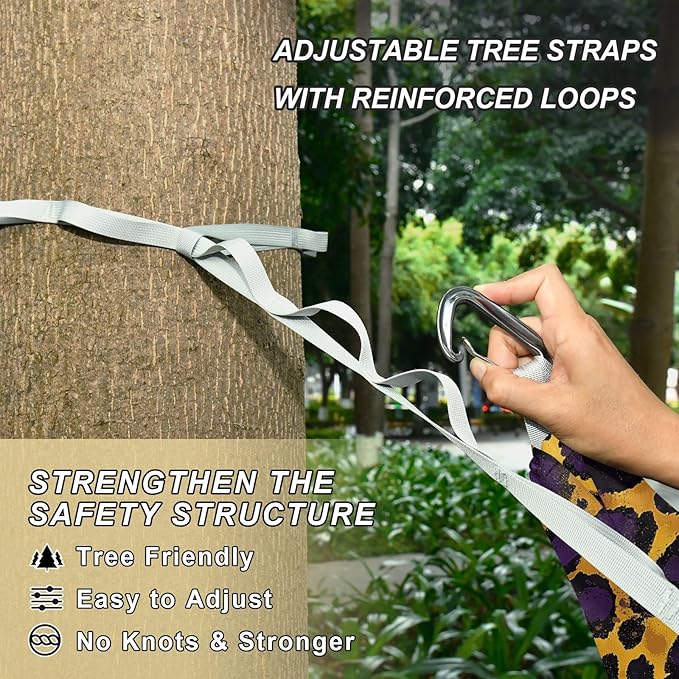 Camping Hammock Outdoor Hammocks for Outside Purple Cheetah Leopard Beach Trees Portable Lightweight with Pockets Tree Straps Indoor Small