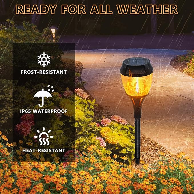 Swingers Solar Lights Outdoor,Solar Torch Lights with Flickering Flame,Waterproof Outdoor Garden Light for Christmas,Garden, Landscape, Path, Yard, Patio (4, Black)