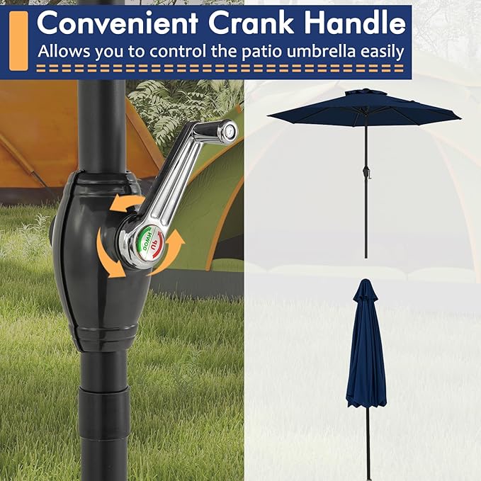 Tangkula 8.5 FT Outdoor Patio Umbrella, Modern Table Umbrella with 8 Heavy Duty Ribs, Vented Top & Crank Handle, Sun-proof Canopy, Market Umbrella for Patio, Garden, Poolside (Navy Blue)