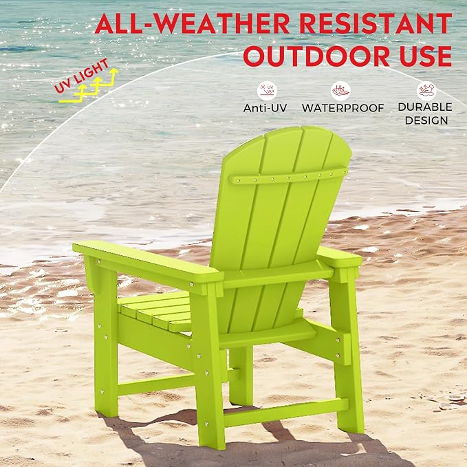 Costaelm Paradise Kids 5-Piece HDPE Outdoor Patio Round Dining Table and Chairs Set, Lime