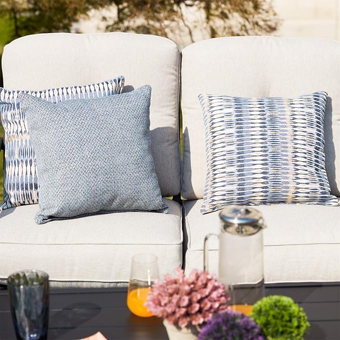 Patio Conversation Set Metal Outdoor Furniture Sets All Weather Cushioned Loveseat & 2 Rocking Chairs & 1 Coffee Table for Poolside Lawn Yard 4pcs