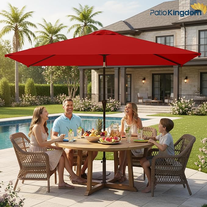 6.5'x10' Rectangular Patio Outdoor Umbrella,Large Coverage with Push-Button Tilt & UV Protection,Sturdy Ribs for Deck,Lawn,Pool,Backyard