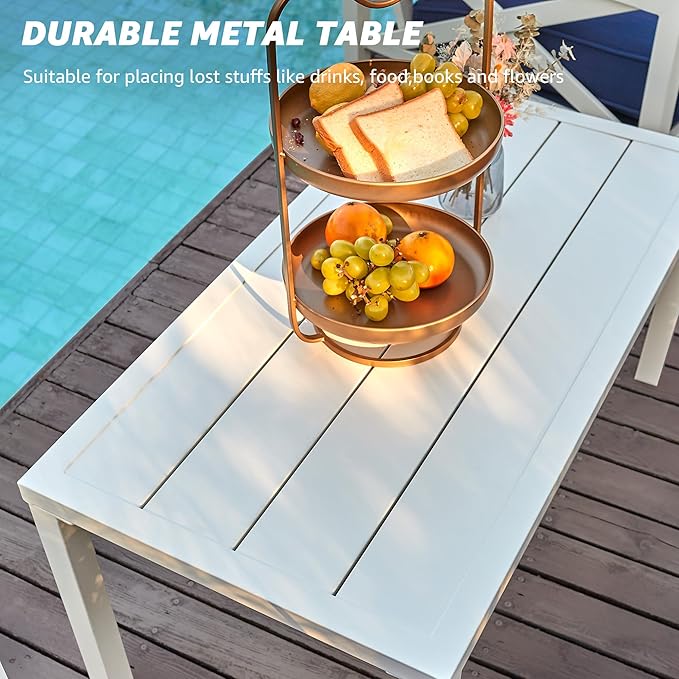 NATURAL EXPRESSIONS Outdoor Patio Furniture 4 Pieces Set, Modern Patio Conversation Sets, Outdoor Sectional Metal Sofa with 5.5 Inch Cushion and Coffee Table for Balcony, Garden