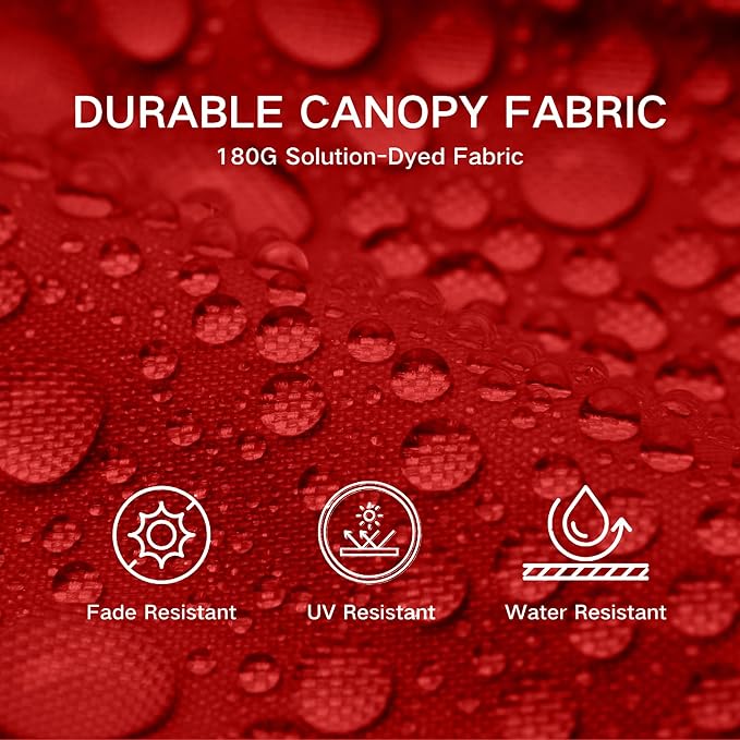Kingdura 10ft 3-Tier Patio Umbrella with Solar Lights, Table Umbrella Outdoor Patio with Easy Crank & Tilt, 8 Sturdy Ribs, UV Protection, 32 LED Lights for Deck, Poolside, Market (Red)