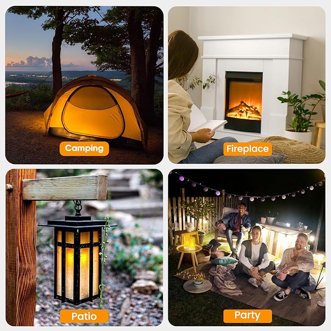 Hompavo 【Upgraded】 LED Flame Lights with Remote & Timer, 4-Mode Rechargeable Battery Operated Flameless Candles, Pillar Flickering Lantern for Living Room Bathroom Patio Wedding Christmas Home Decor