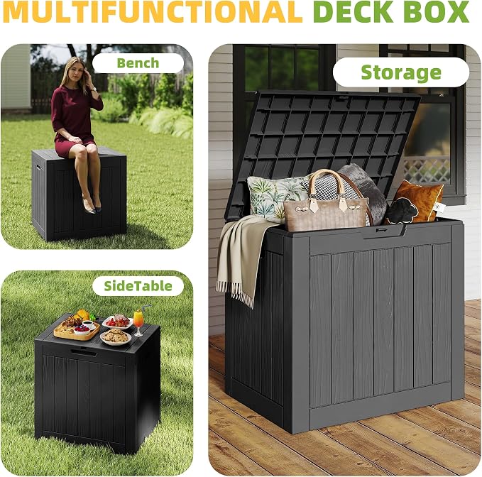 Resin Deck Box Outdoor Storage Box Waterproof for Patio Furniture,Outdoor Cushions,Garden Tools and Pool Suppliesblack