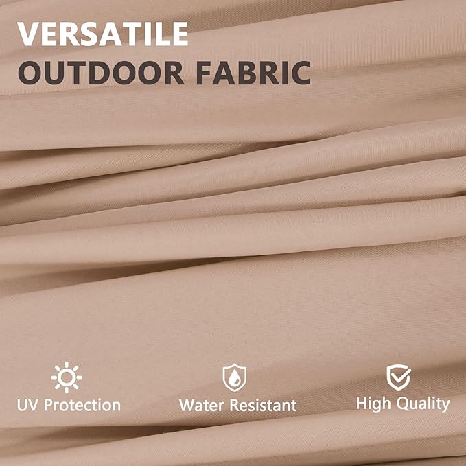 13Ft Large Patio Umbrella with Base Outdoor Double-Sided Market Extra Large Table Umbrella Easy Crank for Yard, Poolside, Deck-Khaki