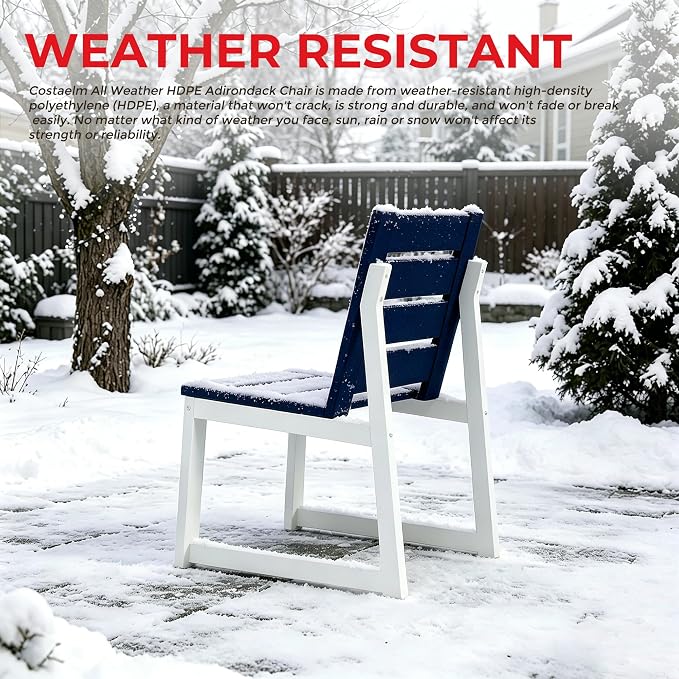 Costaelm Stinson Outdoor Patio HDPE Dining Side Chair, Navy Blue