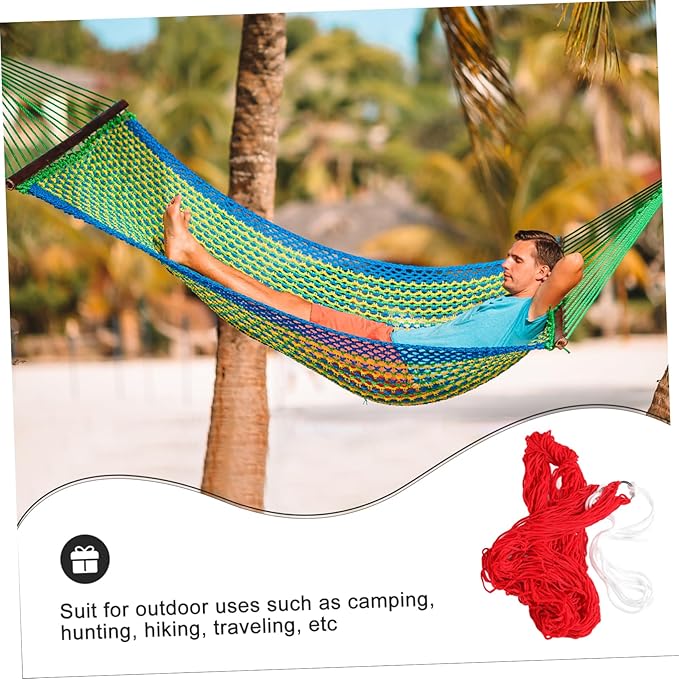 Sosoport Nylon Rope Hammock Chair Camping Mesh Portable Hammock Bed Camping Essentials Camping Gear