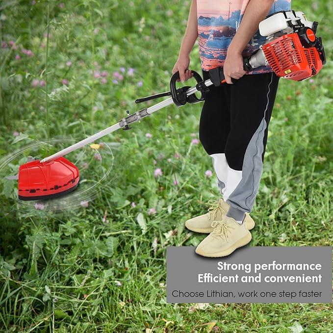 6 in 1 Gas Weed Eater, 52CC 2-Cycle Weed Eater Gas Powered, Gas Weed Wacker, 9500rpm Strong Power & Multi Functional Gas String Trimmer Brush Cutter for Yard & Garden Red