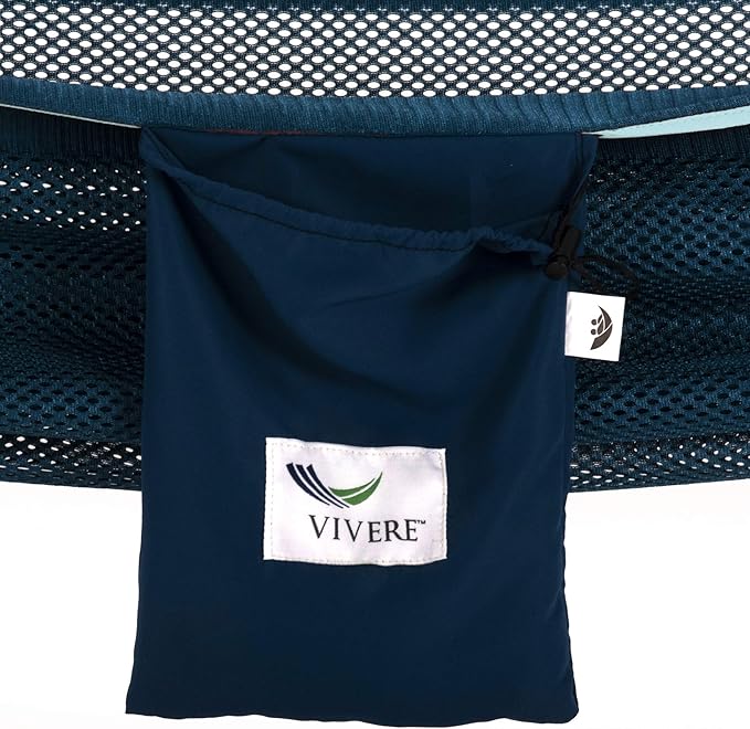 Vivere C9MESH-42 Hammock with Stand, Navy and Turquoise
