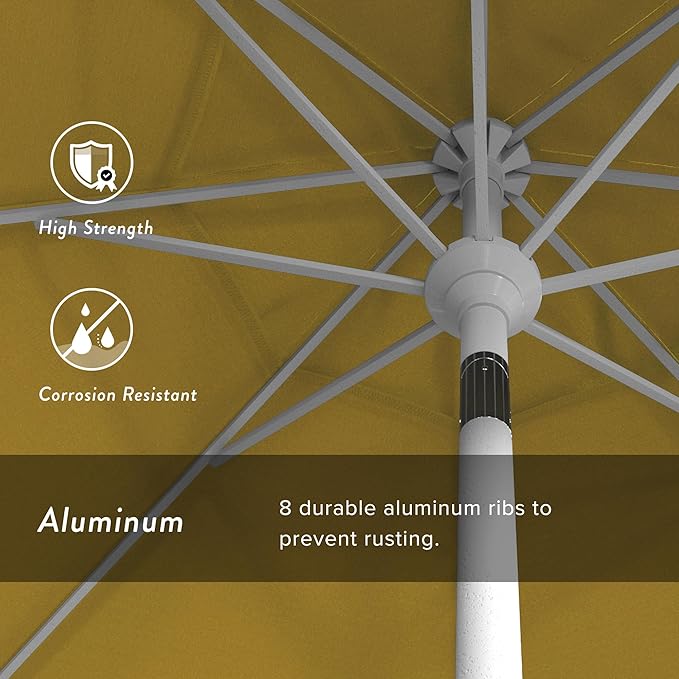 California Umbrella 7.5' Rd. Aluminum Patio Umbrella, Crank Lift, Collar Tilt, White