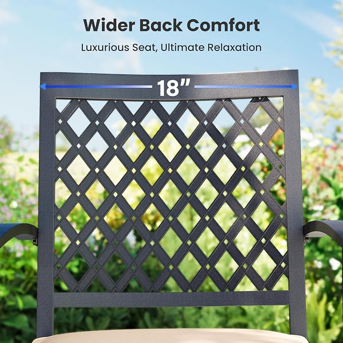 PHI VILLA 9 Pcs Outdoor Dining Set, 67" Round Table w/Umbrella Hole | Metal Round Table&Stackable Wrought Iron Chairs, All Weather Large Furniture Set for Patio, Deck, Backyard, Porch