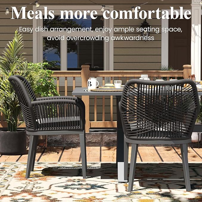 LayinSun Outdoor Dining Set for 8, 9 Pieces Patio Furniture Sets with Aluminum Dining Table and Rope Weave Chairs