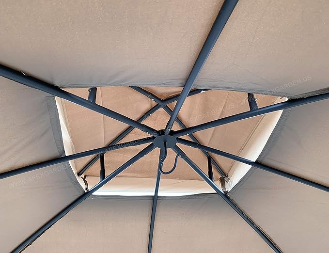 Canopy Top for Garden Treasures 10 ft x 10 ft Brown Metal Square Semi- Gazebo Model #L-GZ038PST-F (Tan) (FABRIC TOP ONLY)