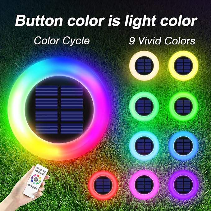 Lightonight Solar Lights Outdoor Color Changing, Colorful Solar Garden Lights for Outside, 2 Pack Multicolored Solar Pathway Lights Auto On/Off, Yard Lights for Lawn/Walkway/Driveway