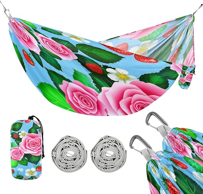 Hammocks for Outside Roses Camping Hammock Portable Hammocks with Tree Straps and Carry Bag Camping Accessories for Hiking Beach Outdoor