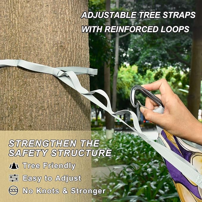 Hammocks for Outside Purpl Yellow Flowers Camping Hammock Portable Hammocks with Tree Straps and Carry Bag Camping Accessories for Hiking Beach Outdoor