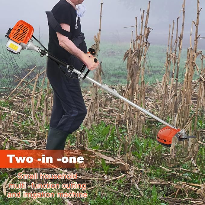 52CC Gas String Trimmer & Petrol Hedge Trimmer Cordless, 2 in 1 Full Functioning Gas Lawn Mower Brush Cutter, 2-Stroke Grass Trimmer Cordless String Trimmer Gas Powered Hedge Shears New