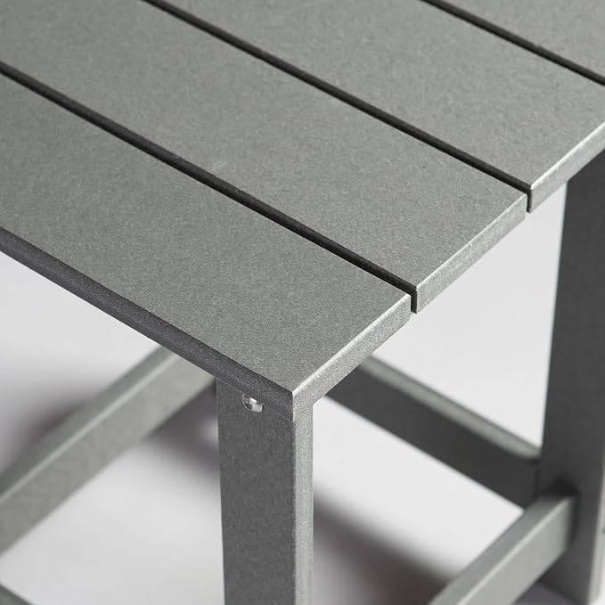 Shine Company Adirondack Square Outdoor Side Table, HDPE Resin End Table, Weatherproof Small Table, Gray