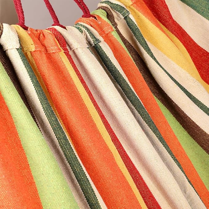Cotton Canvas Hammock, Comfortable Fabric Camping Hammock with Tree Straps, Up to 440lbs with Travel Bag for Camping Outdoor/Indoor Patio Backyard(Orange&Yellow, Without bar)