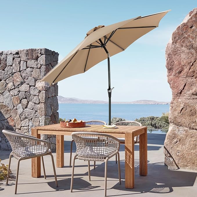 OLIXIS 9FT Patio Table Umbrella with Tilt and Crank Button & 8 Sturdy Ribs Waterproof, 9 Feet Outdoor Patio Umbrella Sun Shade for Pool, Terrace, Beach and Restaurant