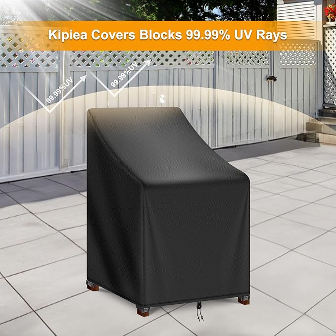 Kipiea Patio Chair Covers Waterproof Winter - Heavy Duty Lawn Outdoor Furniture Chair Covers with Anti UV and No Tears, No Fading (28" W x 36" D x 47" H)
