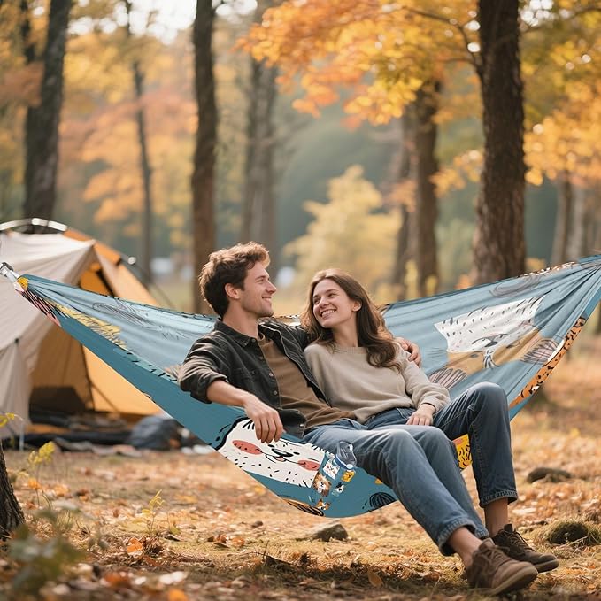 Hammocks for Outside Cartoon Dog Camping Hammock Portable Hammocks with Tree Straps and Carry Bag Camping Accessories for Hiking Beach Outdoor