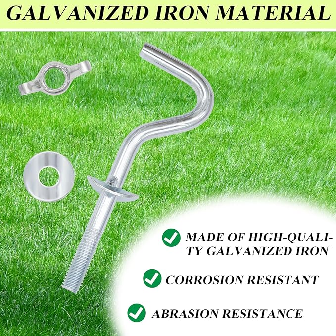 4 Packs Hammock Hooks Heavy-Duty Replacement Hooks Hammock Combo Hardware Kit Hammock Stand Replacement Hooks Fit 3/8 Inch Dia. for Home Patio Umbrella Base Garden (Silver)