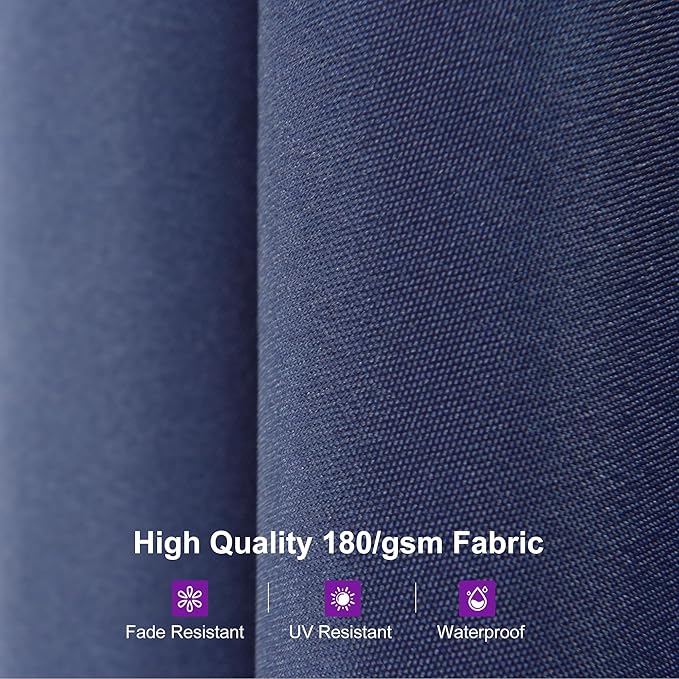 PURPLE LEAF 13ft Double-Sided Patio Umbrella with Solar Lights Outdoor Market Umbrella with Base and Crank Handle Table Umbrella for Backyard Pool Garden Deck, Navy blue