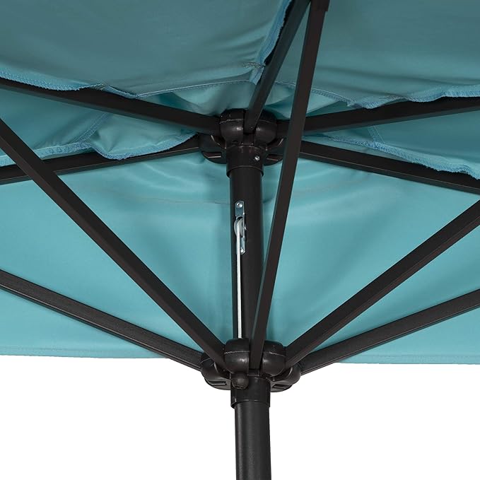 WO Home Furniture 9 ft Half Market Outdoor Umbrella With Sturdy Half Base included, Polyester Canopy, All Weather and UV Resistant for your Patio, Awning, Window, Garden, Balcony, Turquoise