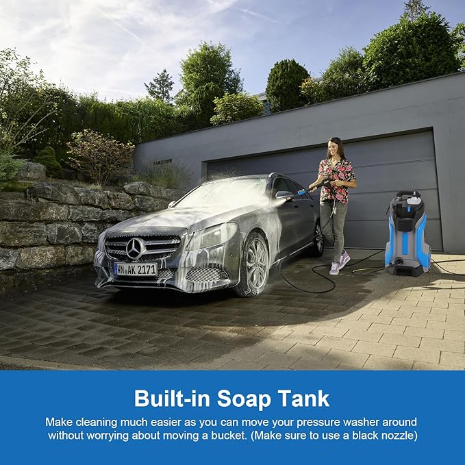 5000PSI Pressure Washer 4.0GPM High Power Washer with M22-14mm Pressure Hose 33FT,Powerwashers with 1/4" QC Compatible Surface Cleaner, 5 Nozzle and Soap Bottle for Home,Car,Patio (Light Blue)