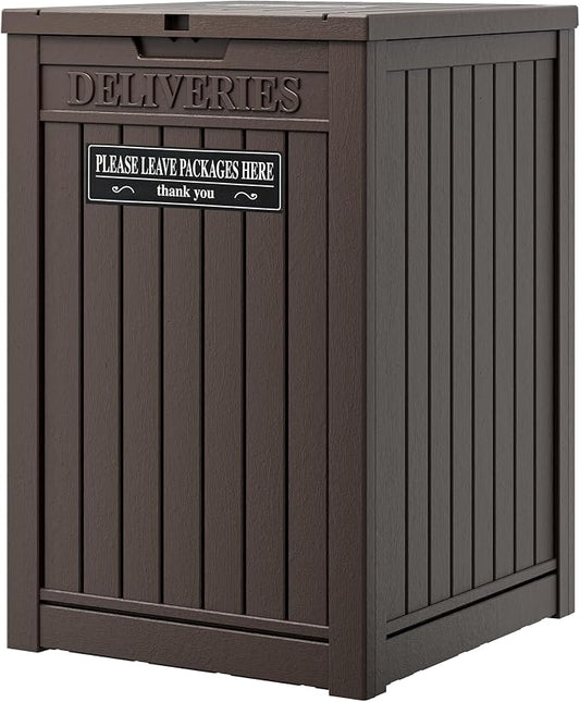 LHBGO Package Delivery Box for Outside, 48 Gallon Storage with Lockable Secure, Large Resin Outdoor Package Drop Container