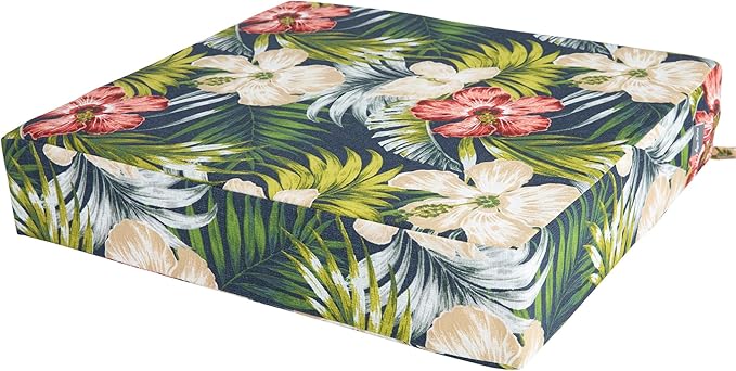 Magpie Fabrics Outdoor Cushion Cover Replacement 2 Pack, NO Insert! Water Repellent Slipcover with Ties Decor for Patio Garden Chair Sofa Bench Wicker(Midnight Floral, 20x18x4 Inch)