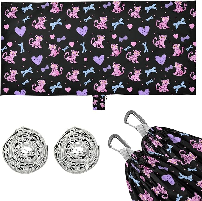 Camping Hammock Outdoor Hammocks for Outside Pink Leopard Cute Beach Trees Portable Lightweight with Pockets Tree Straps Indoor