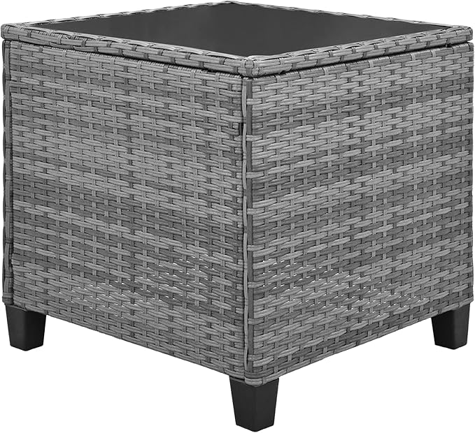 LUMISOL Outdoor Recliner Chairs Set of 2, 3 Piece Rattan Sofa Set, Patio Rocking Chairs Set with Adjustable Footrest, Outdoor Rattan Reclining Chairs with Table & Pillow for Backyard, Porch (Grey)