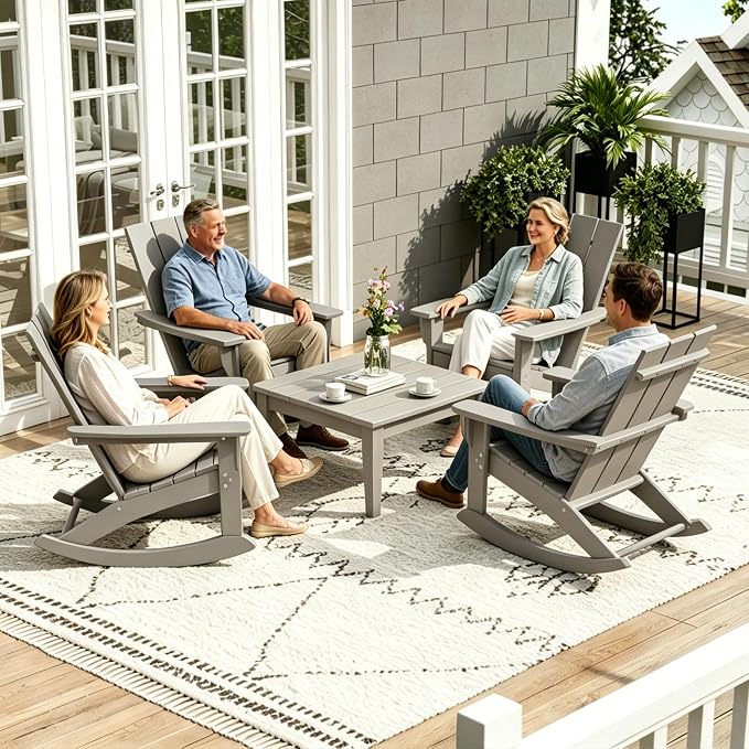 WestinTrends Ashore Outdoor Coffee Table, 32 Inch All Weather Poly Lumber Adirondack Patio Coffee Table Square Low Table, Sand