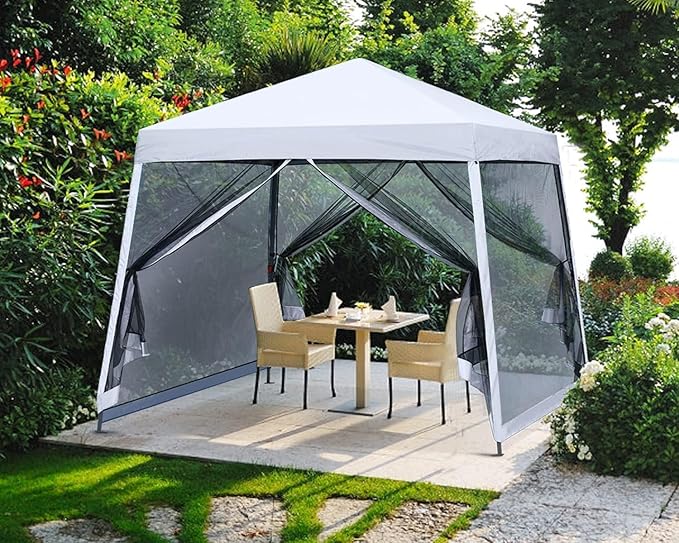MASTERCANOPY Pop Up Gazebo Canopy with Netting (10x10, White)
