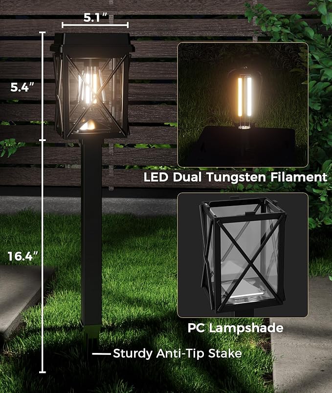 XMCOSY+ 12 Pack Solar Pathway Lights, 50LM Bright Garden Lights Solar Powered, Long Lasting Outdoor Solar Lights for Yard Backyard Driveway Walkway Landscape Path (Warm/Cool White)